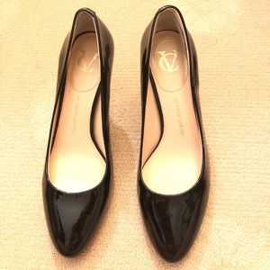 Vince Camuto black patent leather pumps